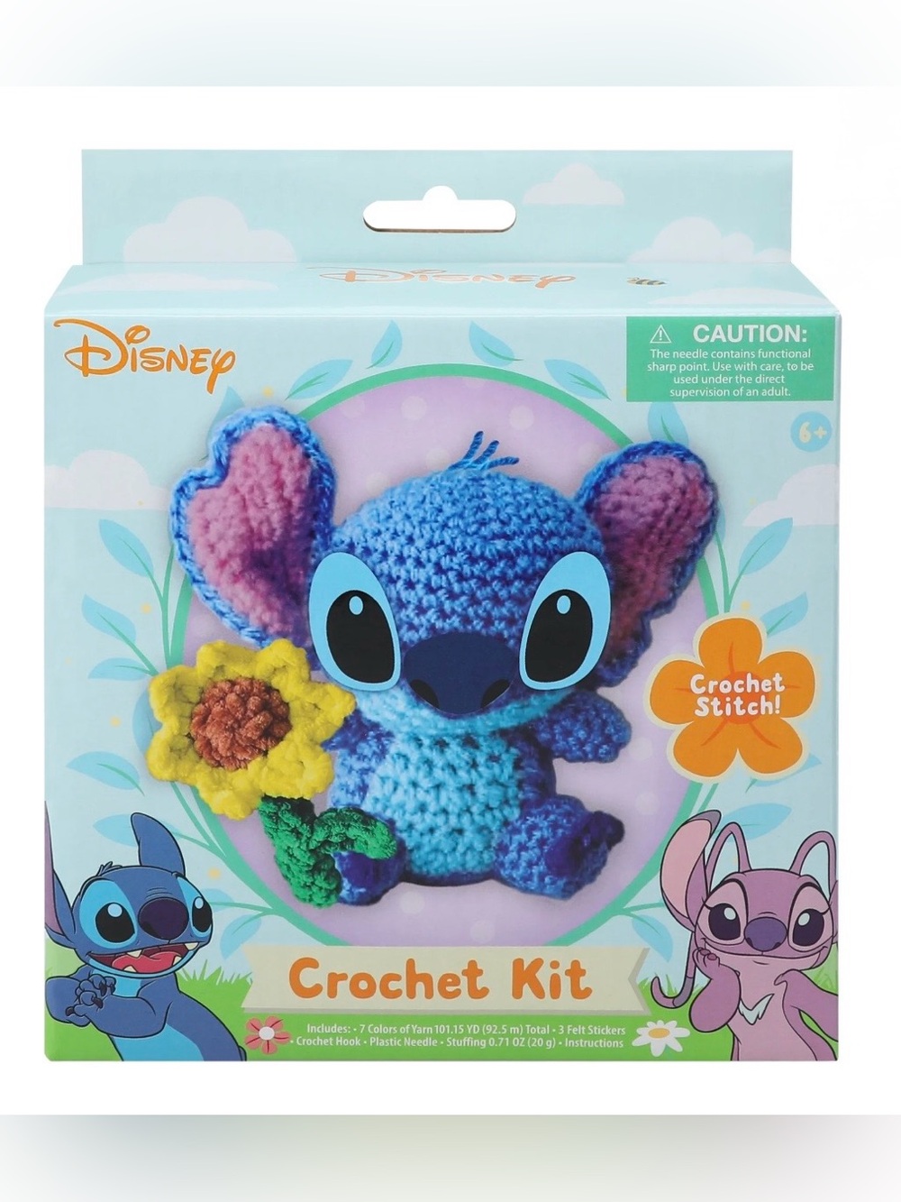 Disney Blue & Pink Stitch Crochet Kit with Yellow Flower